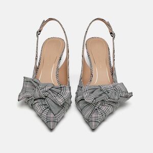 ZARA pink/ grey slingback kitten heels